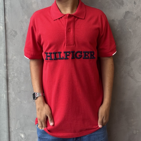 POLO TOMMY HILFIGER AMERICANO LETREIRO BORDADO VERMELHO