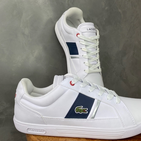SAPATÊNIS LACOSTE EUROPA - BRANCO C/ DETALHE CINZA/RED