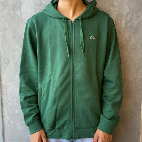 MOLETOM LACOSTE SPORT BASICO ZIPER CAPUZ - VERDE