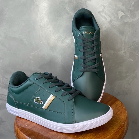 SAPATÊNIS LACOSTE EUROPA LCR BRZ GREEN - VERDE C/ FAIXAS BRANCO/DOURADO