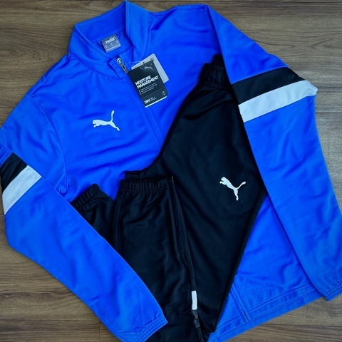 CONJUNTO PUMA TEAMRISE FOOTBALL MASCULINO - AZUL ROYAL/PRETO