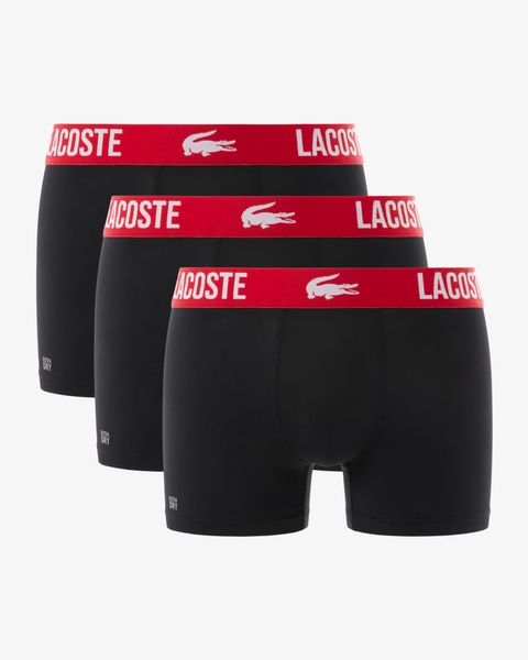 CUECA LACOSTE BOX TRUNK 3-PACK - PRETO COM VERMELHO