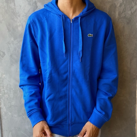 MOLETOM LACOSTE SPORT BASICO ZIPER CAPUZ - AZUL ROYAL