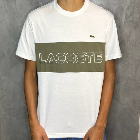 CAMISETA LACOSTE LOGO COLORBLOCK - BRANCO