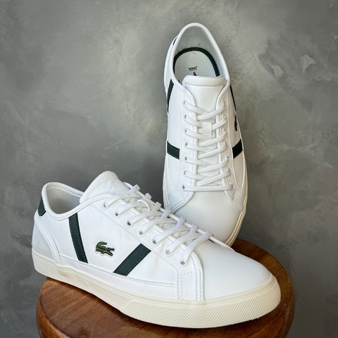 TÊNIS LACOSTE SIDELINE PRO COURO BRANCO/VERDE