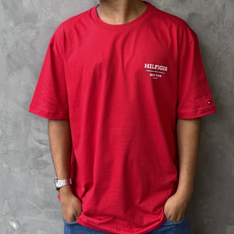 CAMISETA TOMMY HILFIGER GLOBAL STRIPES - VERMELHO