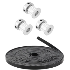 3 Polias GT2 20D F8mm + 5 metros correia 10mm PU Alma Aço