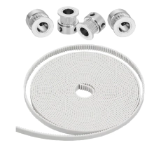 4 Polias GT2 16D F5mm + 4 metros correia 6mm alma aço branca