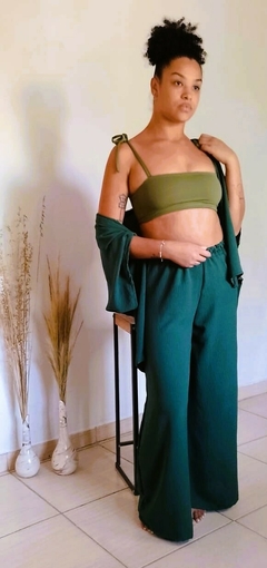 Conjunto Sombra Verde kimono + Calça - comprar online
