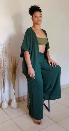 Conjunto Sombra Verde kimono + Calça