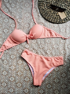 Conjunto meia taça texturizado salmão