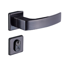 Fechadura entrada quadratta curva roseta S40mm preto fosco Aliança