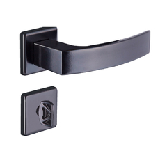 Fechadura banheiro quadratta curva roseta S40mm preto fosco Aliança