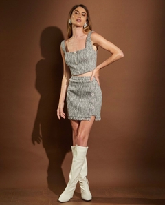 Conjunto tweed saia curta e top Frutacor