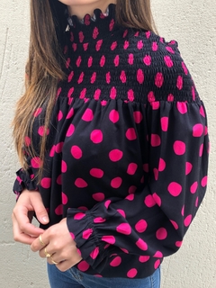 Camisa lastex pink poá Lore