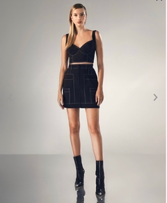 Conjunto top com mini saia pesponto Tufi Duek