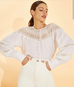 blusa poa manda comprida mix de renda frutacor
