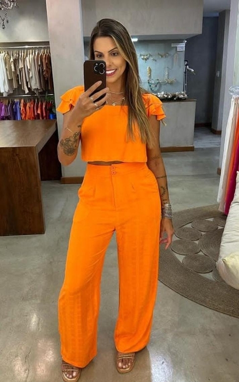 Calça laranja viscose M
