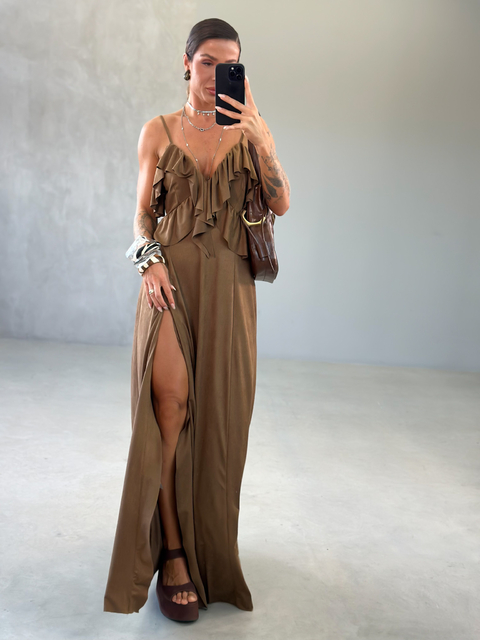 Vestido Melina Midi Avelã - Anna Torquato - comprar online
