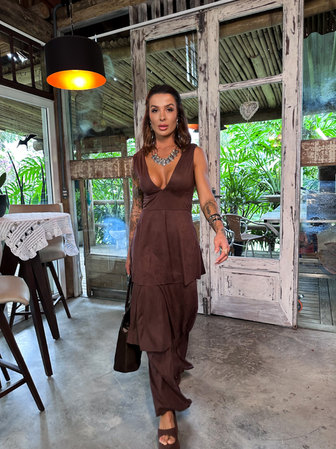 Vestido Laiza Midi Marrom - Anna Torquato