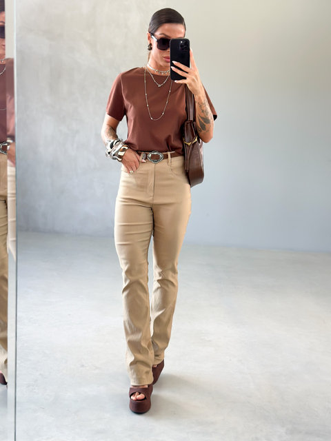 Calça Dahlia Aveia - Anna Torquato - comprar online