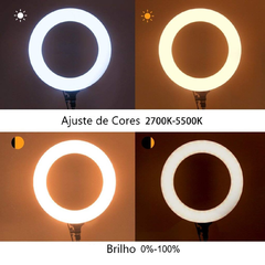 Ring Light Iluminador Portátil com Tripé Vídeos Youtuber Live 10 Pol 2 Metros - comprar online