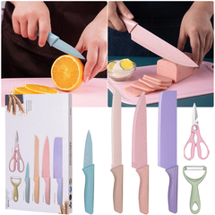 Conjunto de Facas Coloridas Magnéticas de Cozinha 6 Peças Aço Inoxidável - Presente Mais Você