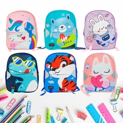 Mochila Escolar Infantil Bichinhos Creche Escola C/ Divisória Faixa Refletiva