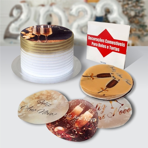 DISCO DECORATIVO COMESTÍVEL - ANO NOVO C/12UN