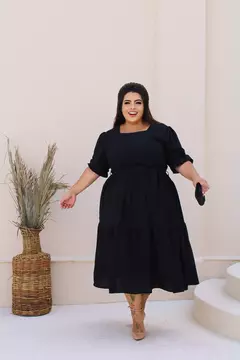 VESTIDO MIDI CAMILA M/C TECIDO DUNAS SEM ELASTANO VESTE DO 50 AO 60