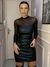 Vestido Inês em couro sintético det tule na internet