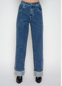 Pantalón recto tachas - comprar online