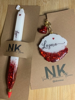 Kit Chaveiro e/ou porta crachá + Caneta - NK Resinas