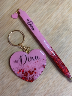 Kit Chaveiro coração + Caneta