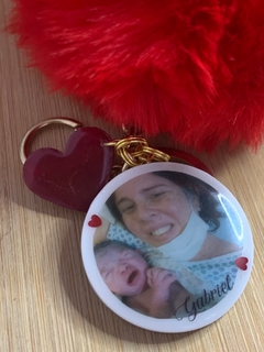Chaveiro frente e verso com foto e pompom - NK Resinas