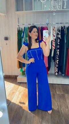 Macacão Noêmia em Crepe - Azul - comprar online