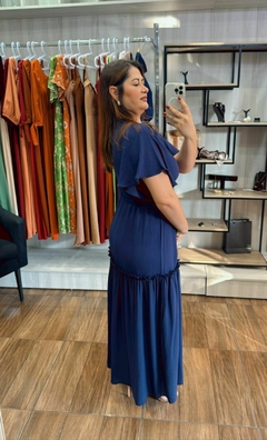 Vestido Sandra em Viscose - Azul Marinho na internet
