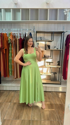 Vestido Aline em Linho - Verde - comprar online