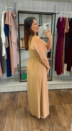 Vestido Priscila em Viscose Sarjado - Cappuccino - Elis Alves Boutique