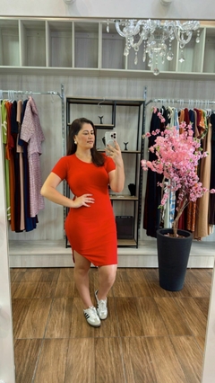 Vestido Clara em Canelado Premium - Vermelho - comprar online