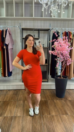 Vestido Clara em Canelado Premium - Vermelho - Elis Alves Boutique