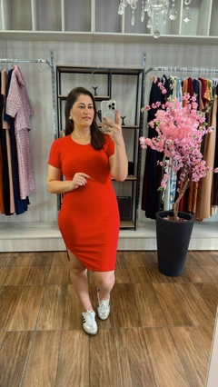 Vestido Clara em Canelado Premium - Vermelho - loja online