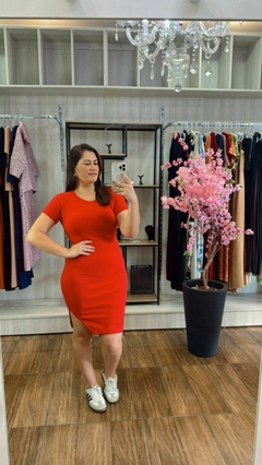 Vestido Clara em Canelado Premium - Vermelho na internet