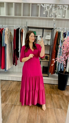 Vestido Julia em Crepe Seda - Fúcsia - Elis Alves Boutique