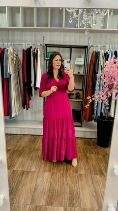 Vestido Julia em Crepe Seda - Fúcsia - comprar online