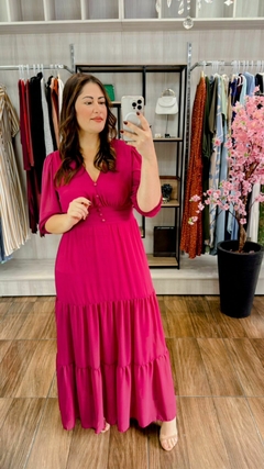 Vestido Julia em Crepe Seda - Fúcsia - loja online