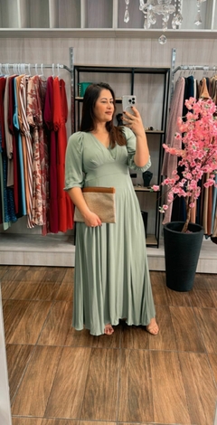 Vestido Leila em Viscose Sarjado - Verde