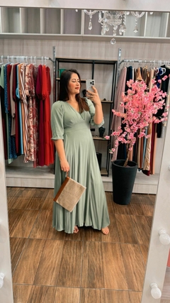 Vestido Leila em Viscose Sarjado - Verde - loja online