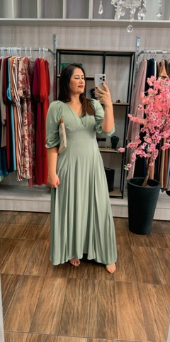 Vestido Leila em Viscose Sarjado - Verde - comprar online