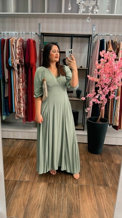 Imagem do Vestido Leila em Viscose Sarjado - Verde